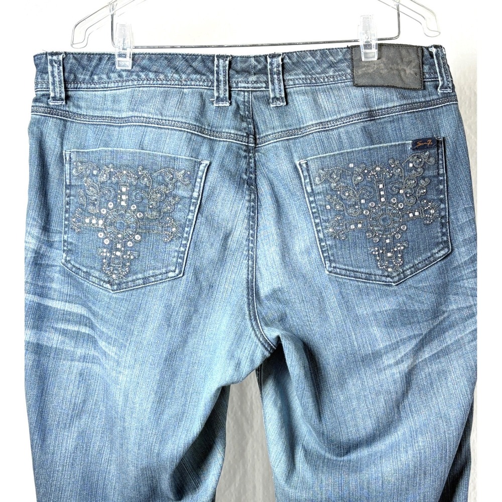 Seven7 Women Size 18 Bootcut Jeans Rhinestone Back Pocket Blue Cowgirl Western